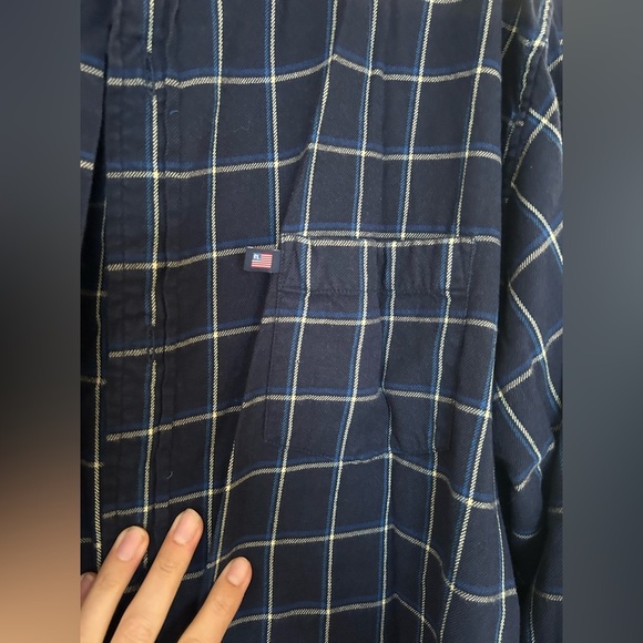 Ralph lauren polo Jean XXL Mens Button Up Long Sleeve Shirt flannel plaid blue - Picture 3 of 7